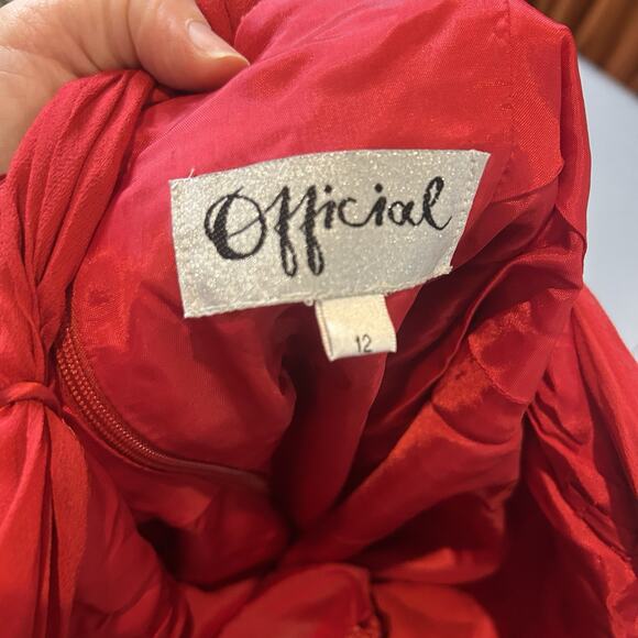 NWT Official Red Silk Asymmetrical Dress Tie Front Size UK 12 / US 8 - Picture 12 of 13